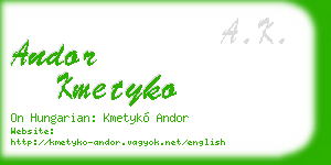 andor kmetyko business card