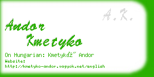 andor kmetyko business card